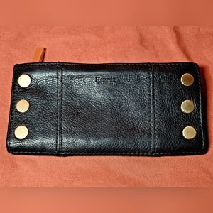 Hammitt Genuine Black Pebbled Leather with Gold Hardware Wallet/Bifold